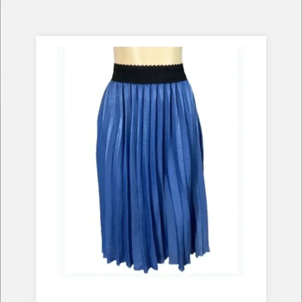 Jesse & J Skirt Pleated Accordion Midi Length Periwinkle Blue